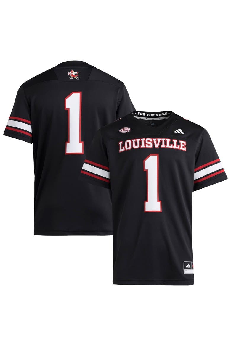 Men's adidas #1 Black Louisville Cardinals Premier Strategy Jersey, Main, color, Black