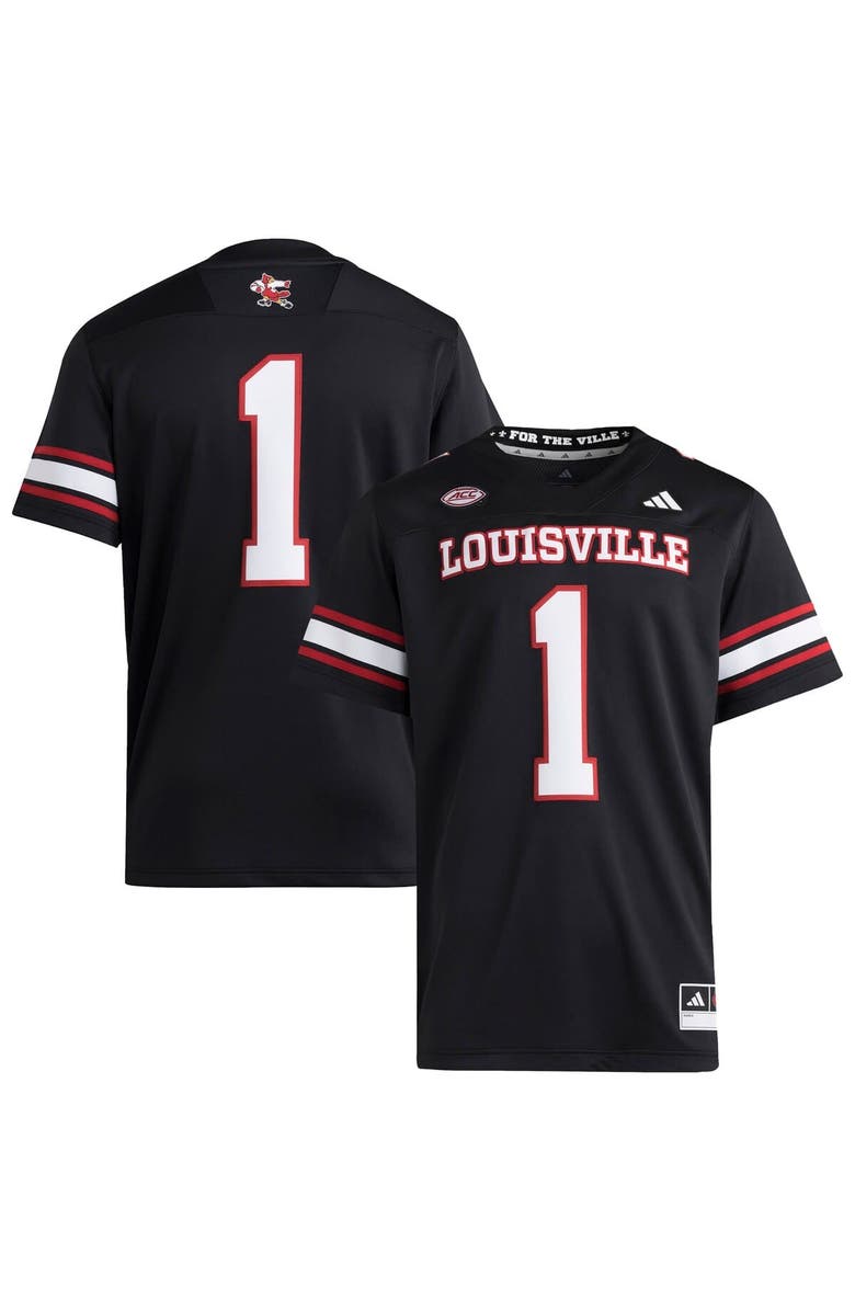 adidas Men's adidas #1 Black Louisville Cardinals Premier Strategy Jersey, Main, color, Black