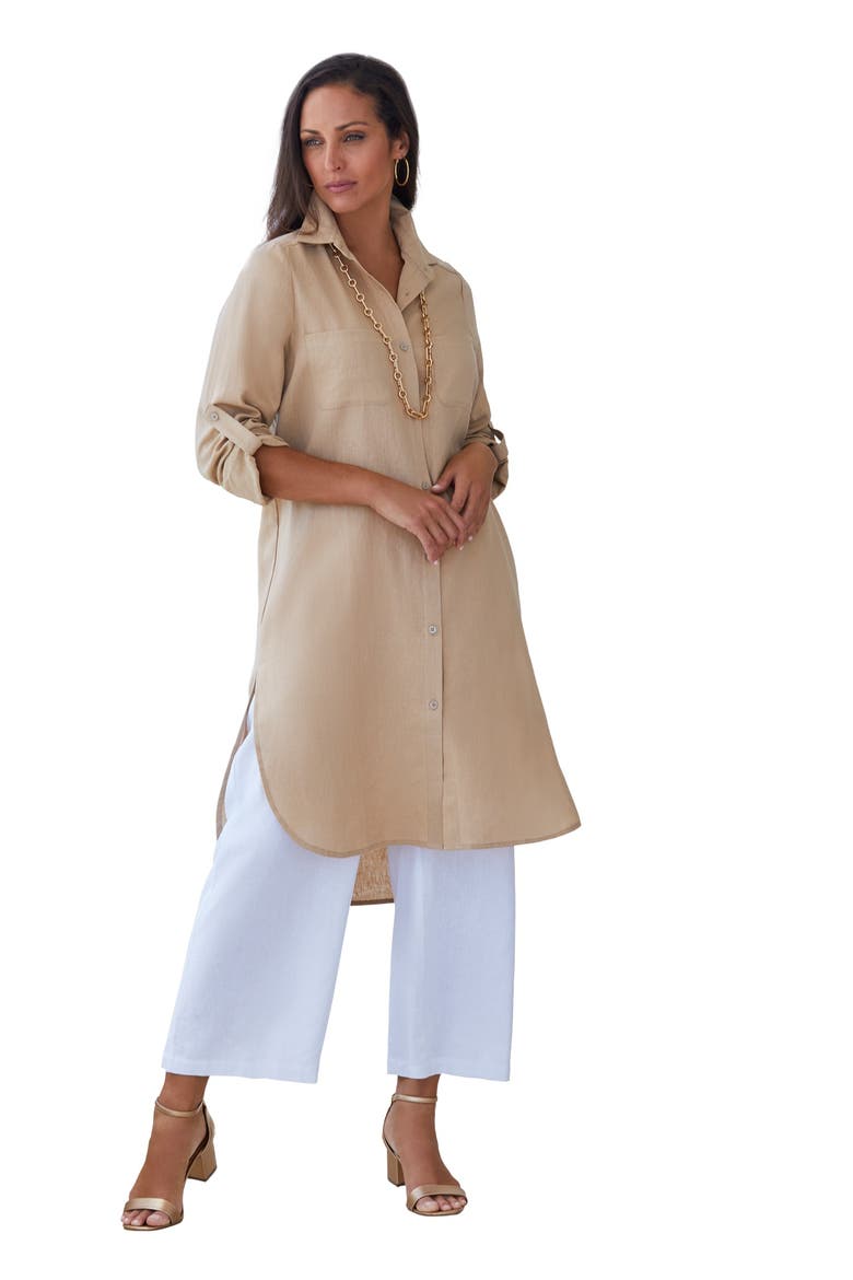 Linen Mega Tunic, Main, color, PALE SEAFOAM