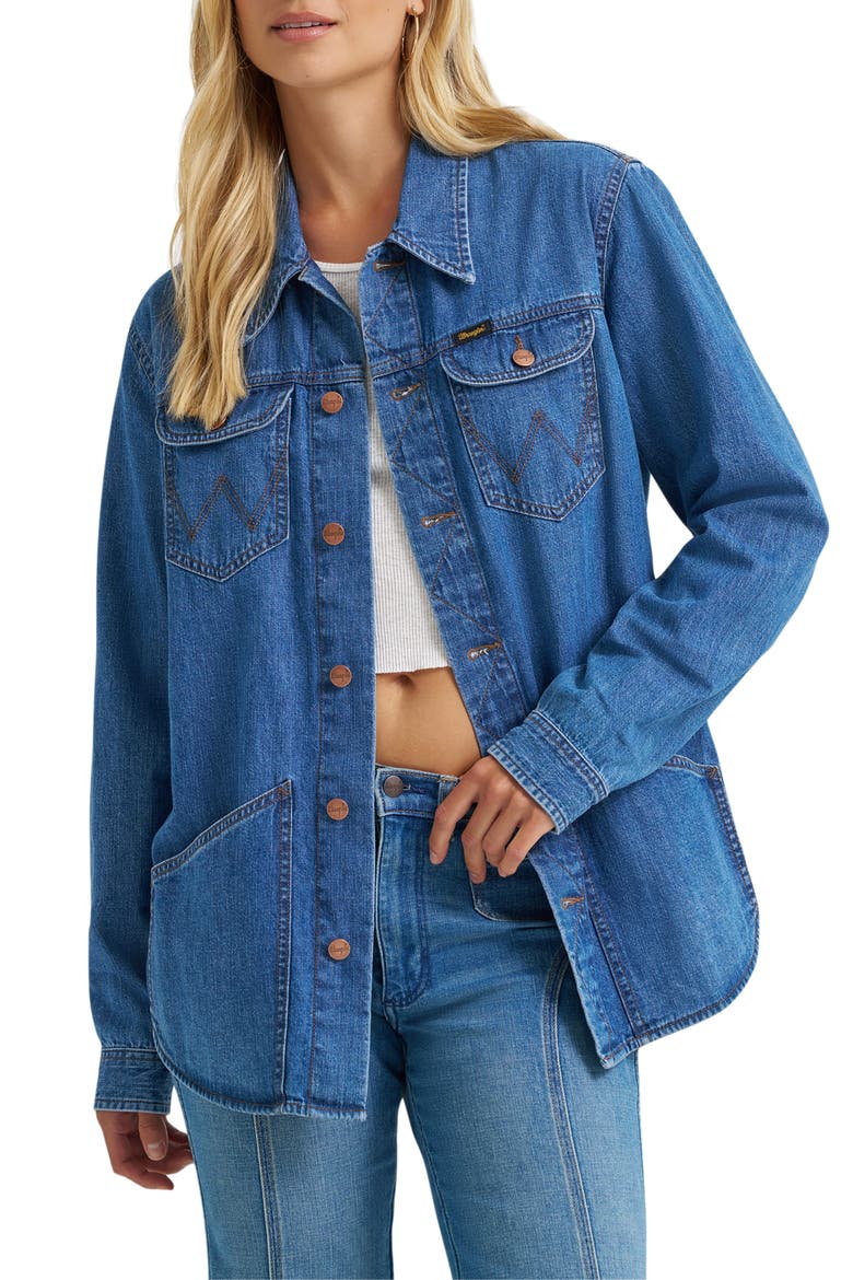 Wrange Denim Button-Up Shirt, Main, color, HARBOR BLUE