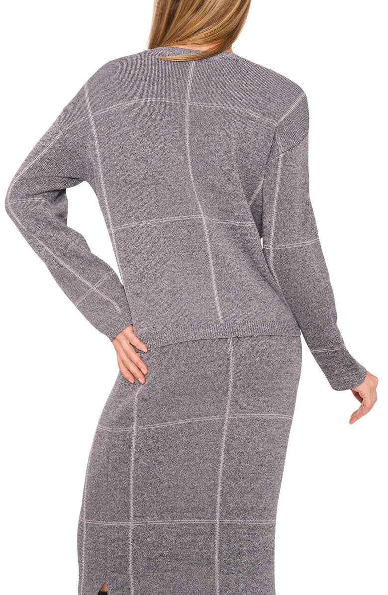 Halogen<sup>®</sup> Grid Check Crewneck Sweater, Alternate, color, Classic Grey Heather