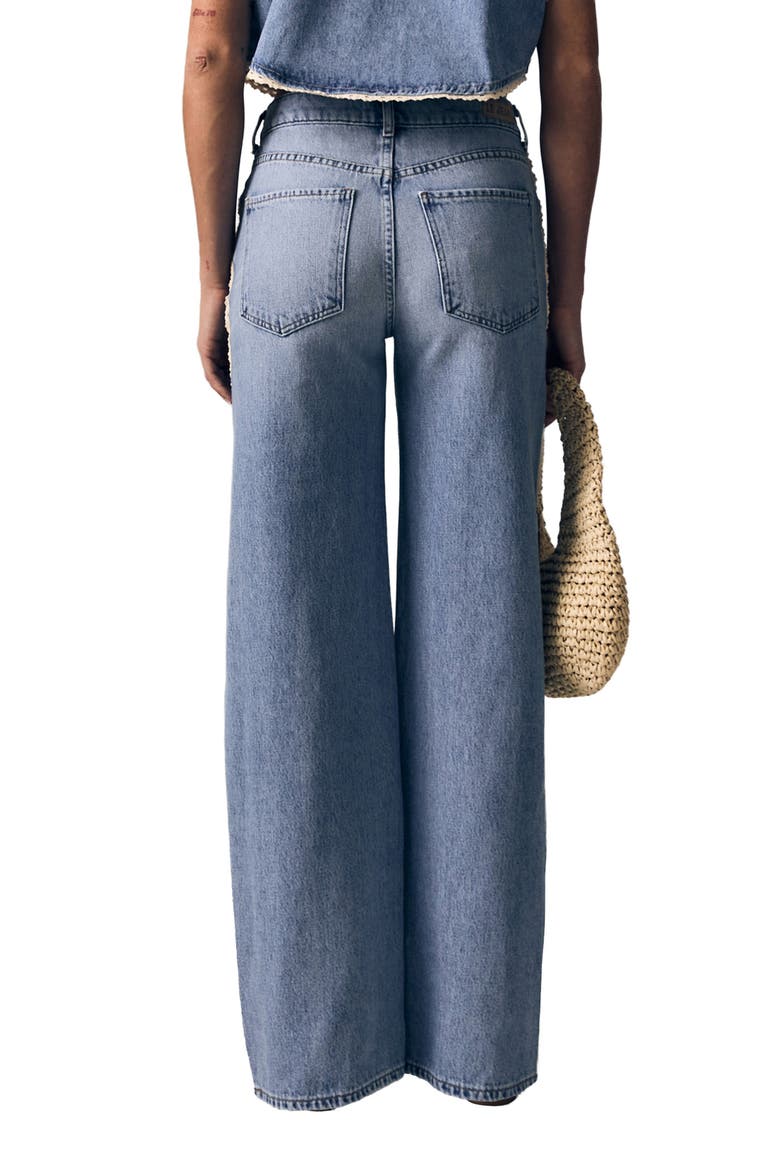 Crochet Trim Mid Rise Column Jeans, Alternate, color, WHISPER BLUE