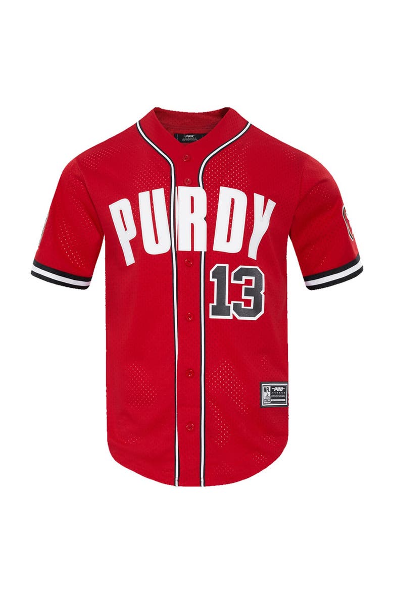 Men's Pro Standard Brock Purdy Scarlet San Francisco 49ers Mesh Button-Up Baseball Jersey, Alternate, color, Scarlet