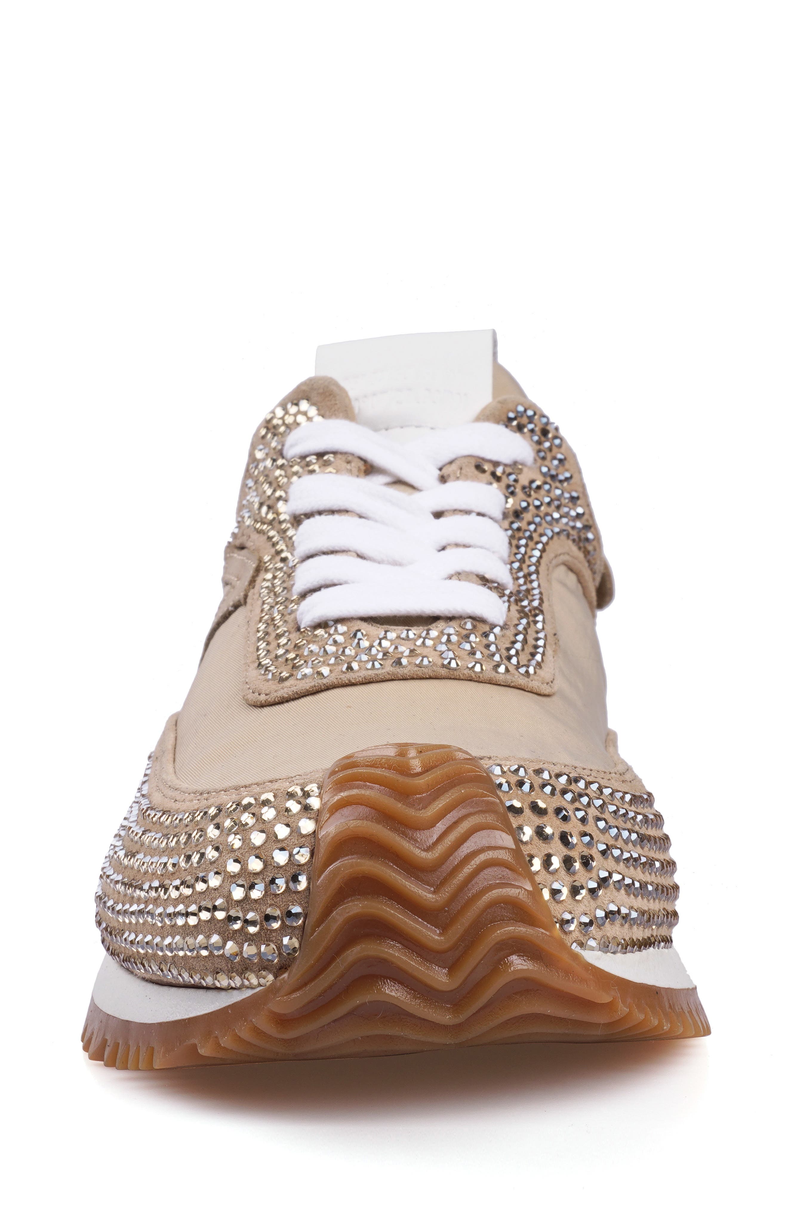 Freya Rhinestone Sneaker, Alternate, color, BEIGE SUEDE