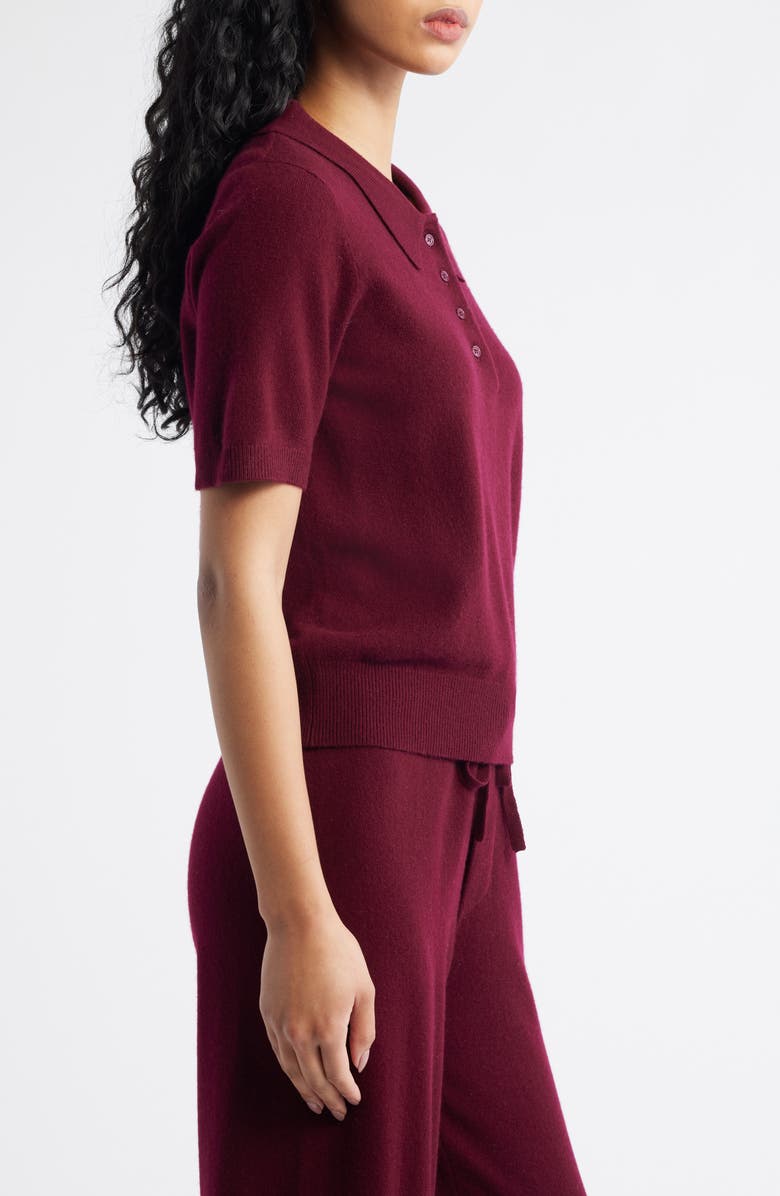 ARTLESS FOREVER Tove Wool & Cashmere Short Sleeve Polo Sweater, Alternate, color, Merlot