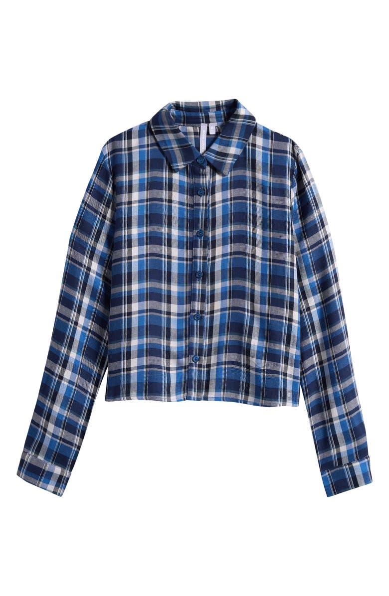 Good Luck Girl Kids' Meet & Greet Plaid Button-Up Shirt, Main, color, Blue Combo