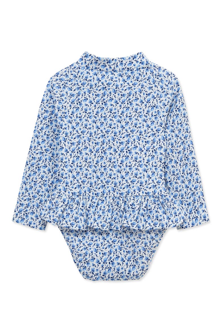 Kids' Floral UPF 50+ One-Piece Rashguard, Alternate, color, BLUE