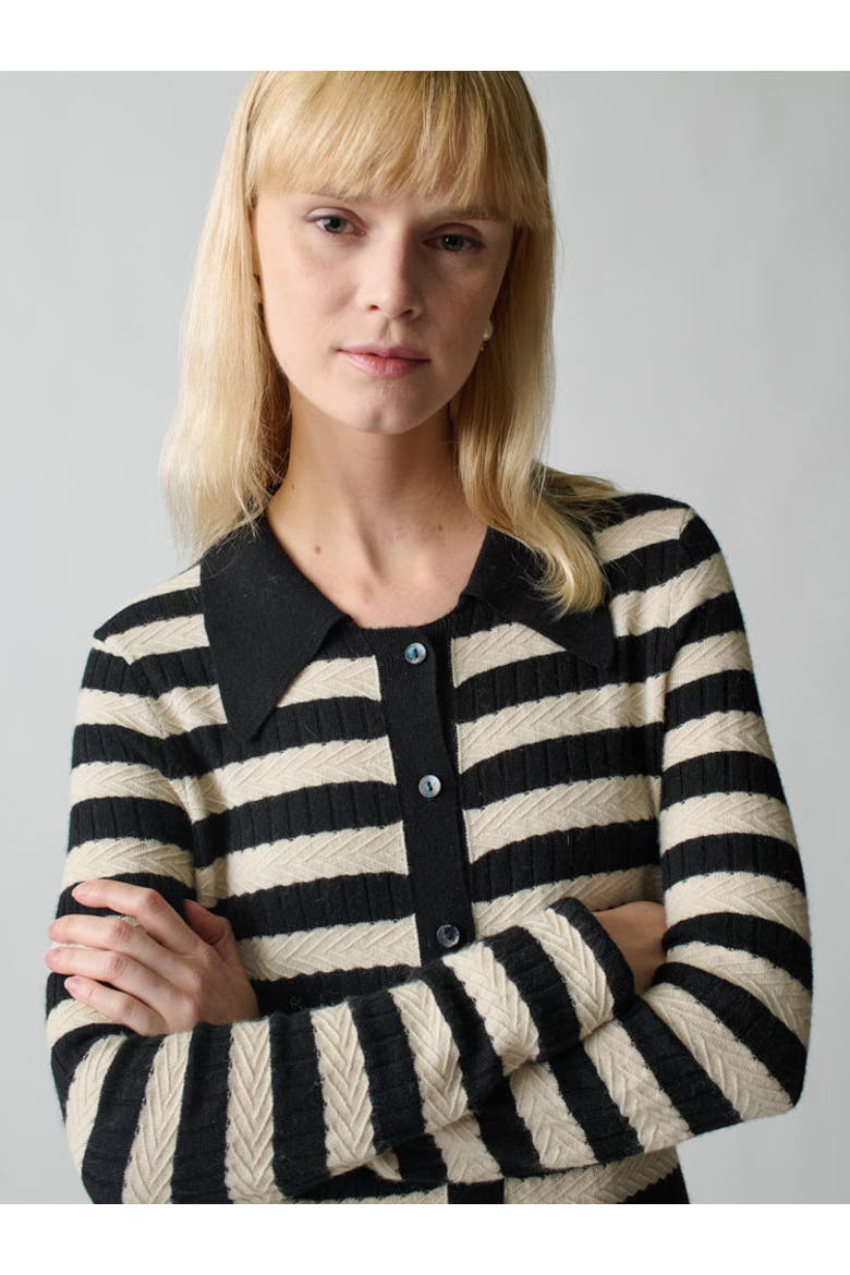 Morrissey Textured Stripe Button-Thru Dress, Alternate, color, Jet