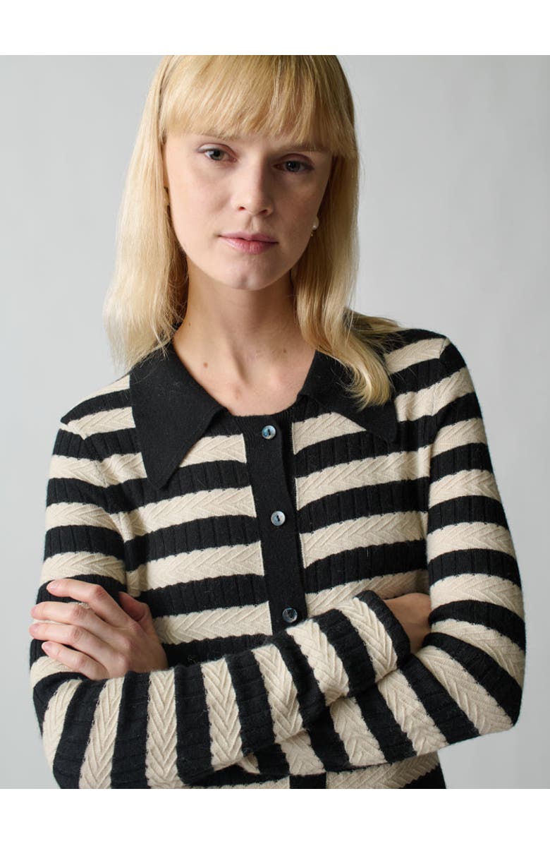 Lingua Franca Morrissey Textured Stripe Button-Thru Dress, Alternate, color, 