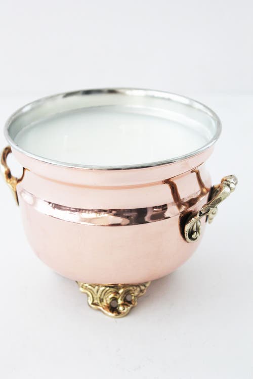 Coppermill Kitchen Vintage French Inspired Grapefruit Mint Jardinière Candle In Copper