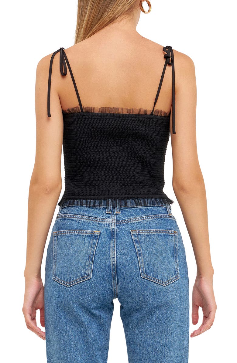 Endless Rose Tulle Crop Tank Top, Alternate, color, Black