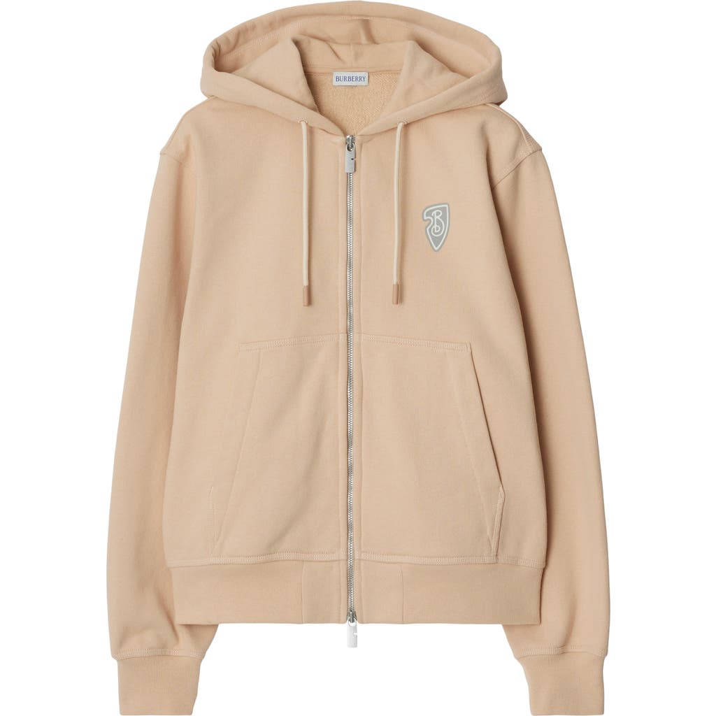 Burberry Beige Cotton Hoodie With Knight Illustration In Teacup