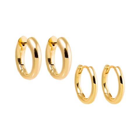 The Solid Rounded Ring Huggie Earring Combo Set