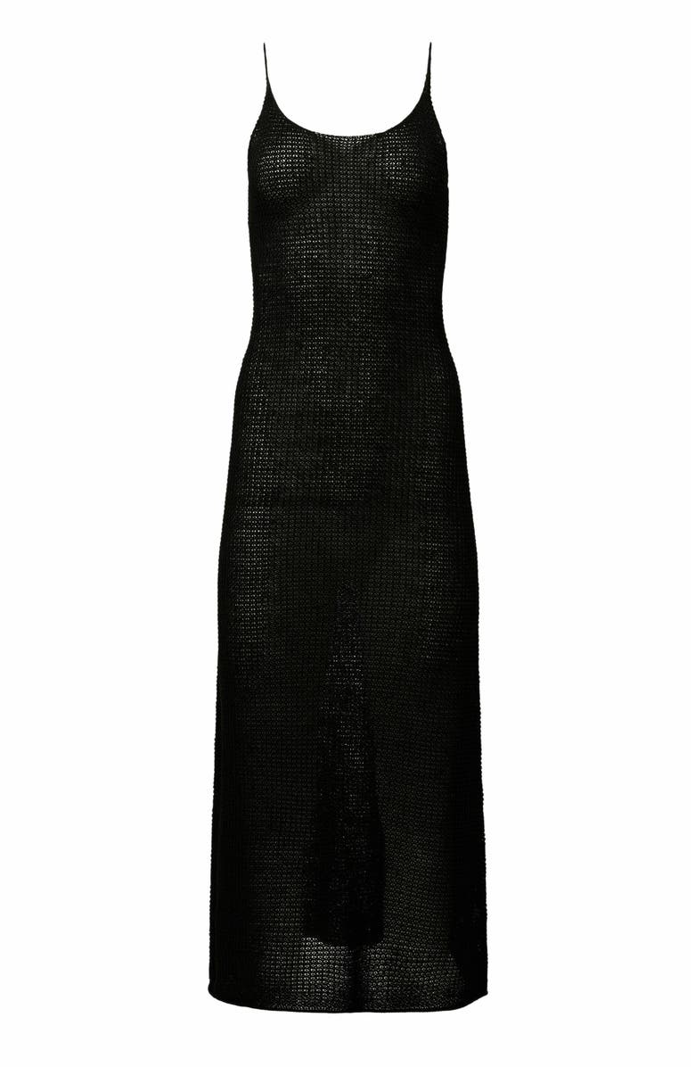 Onia Textured Linen Sweater Scoop Maxi Dress, Alternate, color, Black