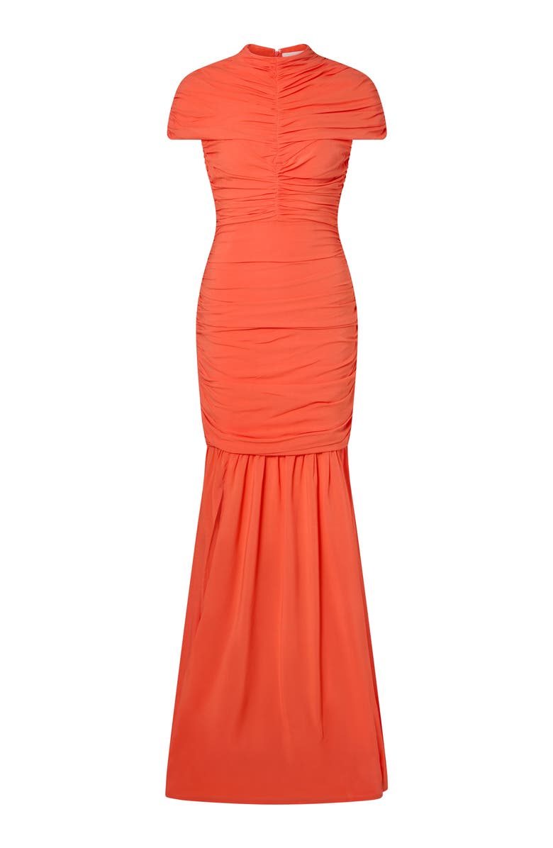 Malina Loana Draped Chiffon Maxi Dress, Alternate, color, Coral