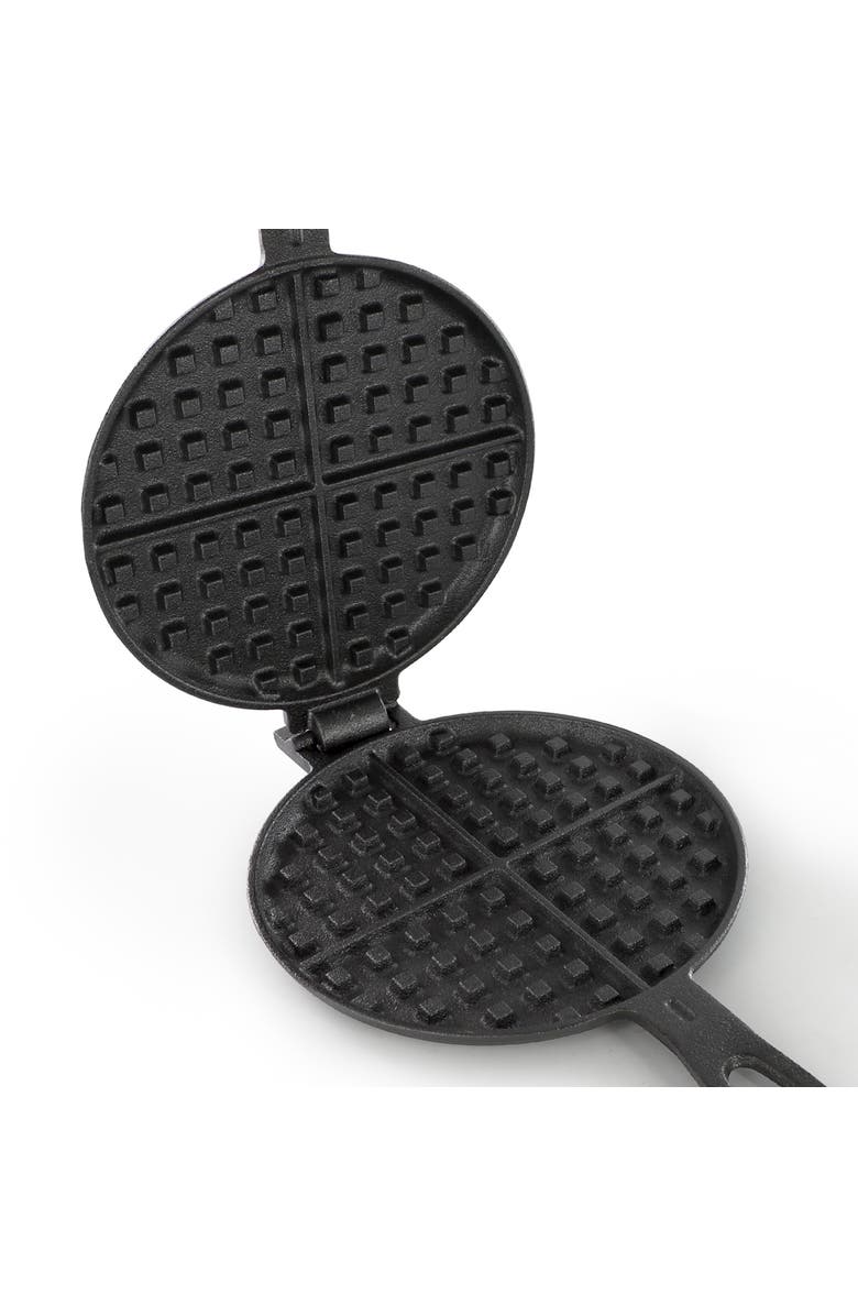 Megachef 6.7 Inch Round Cast Iron Pie Iron Outdoor/Camping Cookware with Long Handle, Alternate, color, Black