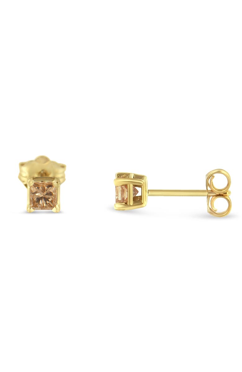 Haus of Brilliance IGI Certified 3/8 Ct Princess Diamond Solitaire Stud Earrings in 14K Yellow Gold, Alternate, color, Yellow