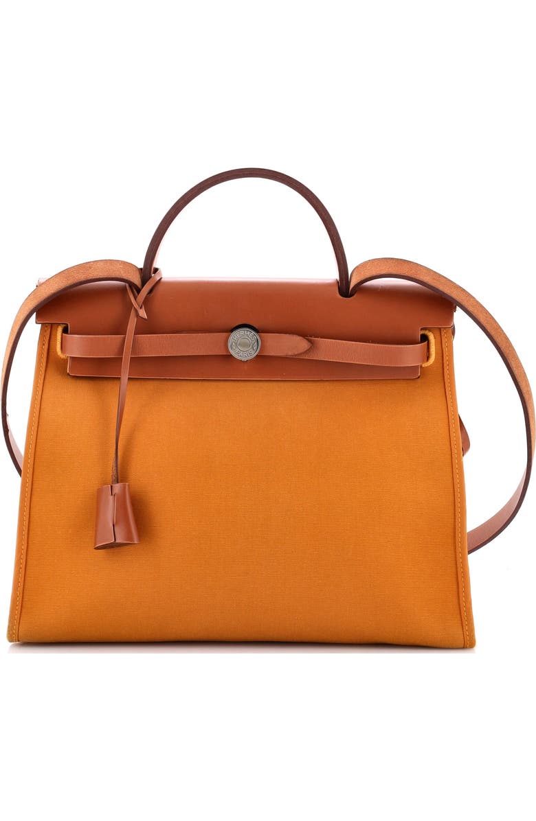 Pre-Owned Hermes Herbag Zip Leather and Toile 31, Main, color, Caramel