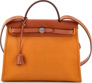 Pre-Owned Hermes Herbag Zip Leather and Toile 31