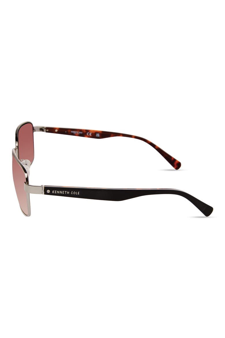 61mm Rectangular Sunglasses, Alternate, color, SHINY GUNMETAL / BROWN