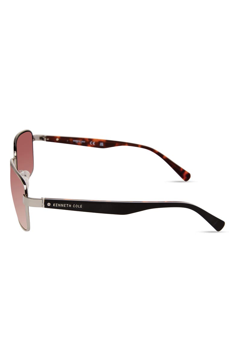 Kenneth Cole 61mm Rectangular Sunglasses, Alternate, color, Shiny Gunmetal / Brown