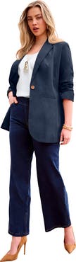 Roaman's Plus Size Relaxed Boyfriend Blazer