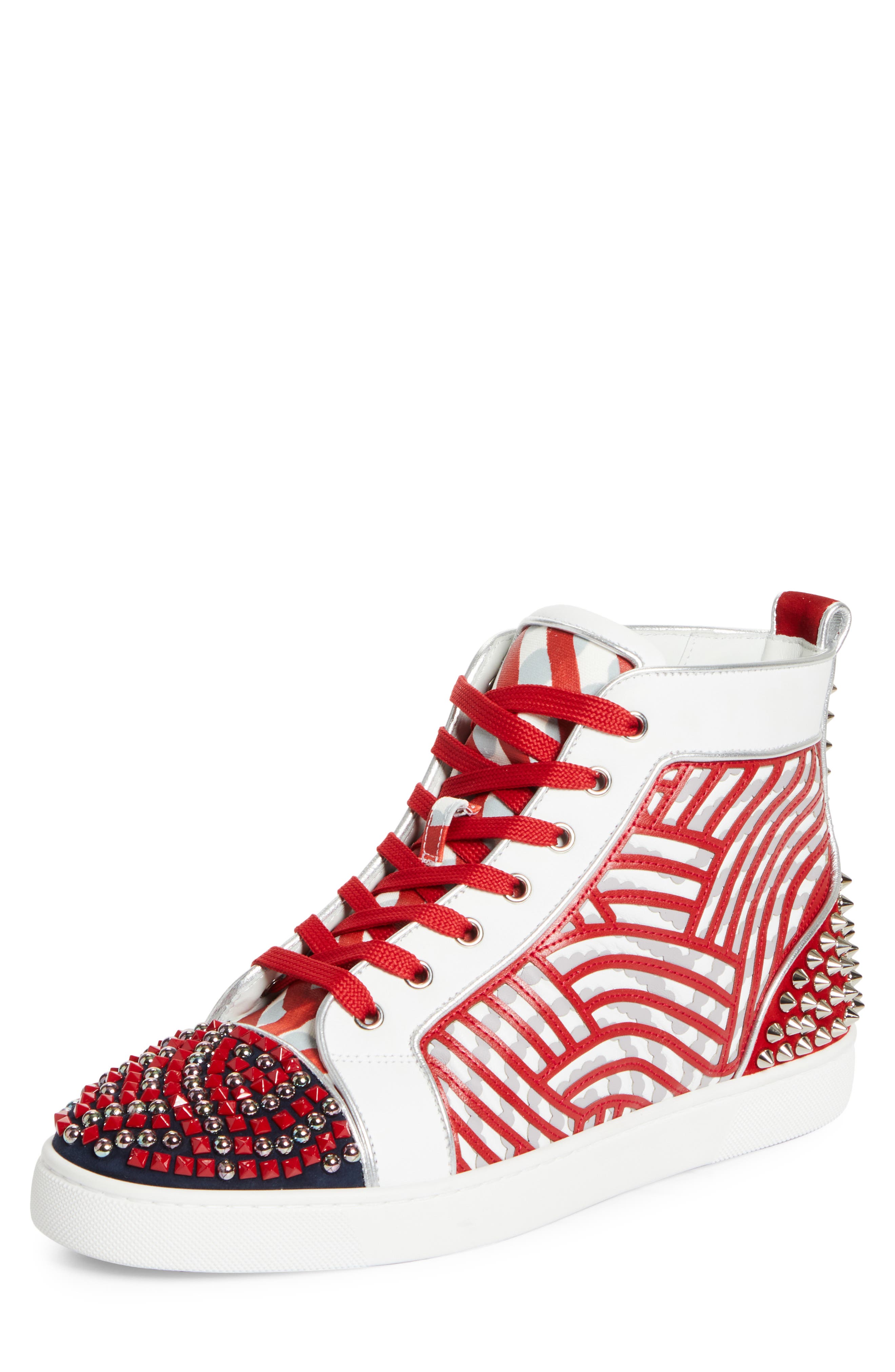 Christian Louboutin Louis No Limit Embellished High Top Sneaker, Main, color, Version Multi Loubi