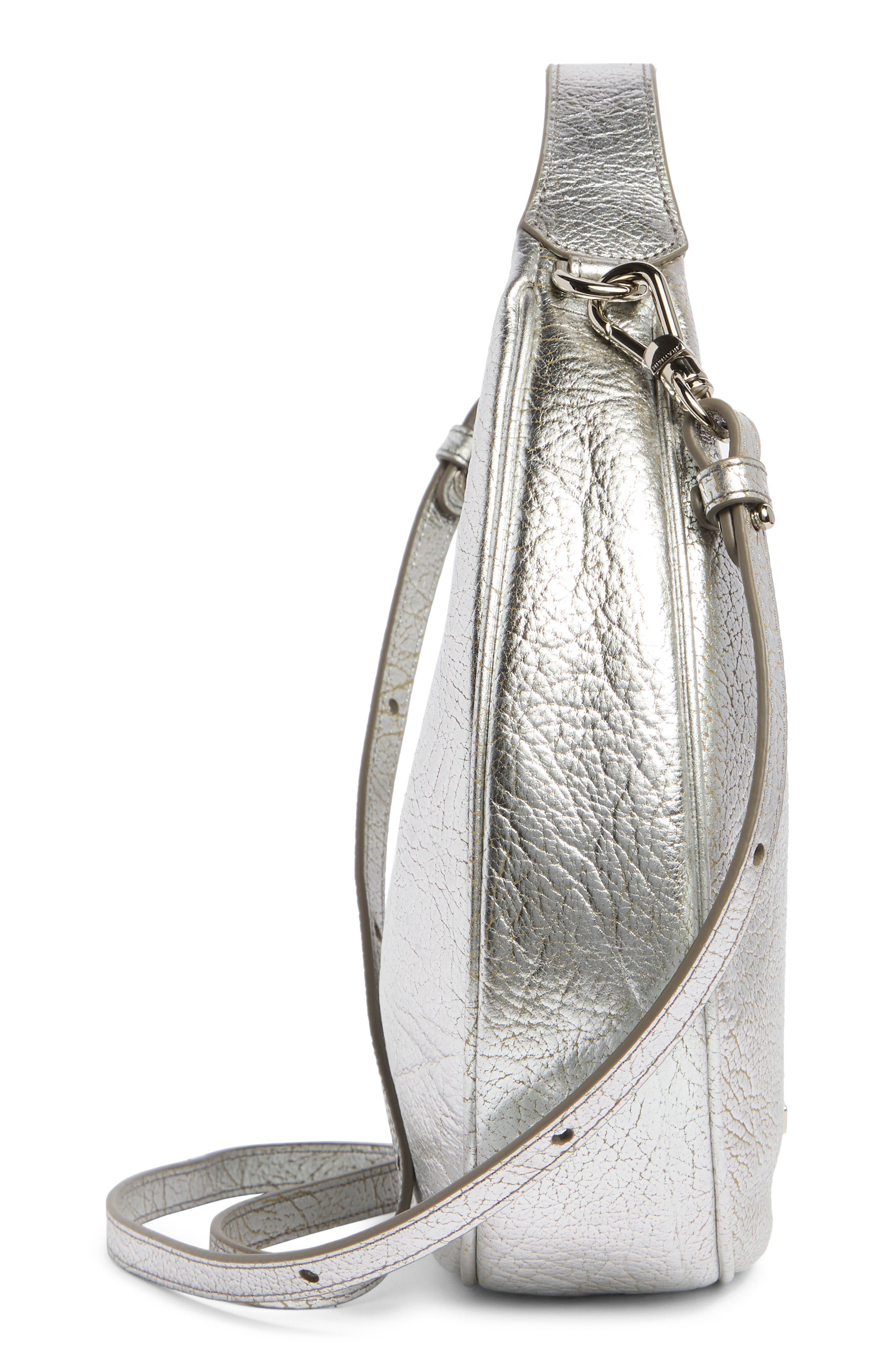 Mindy Leather Crescent Shoulder Bag, Alternate, color, SILVER DUCHESS