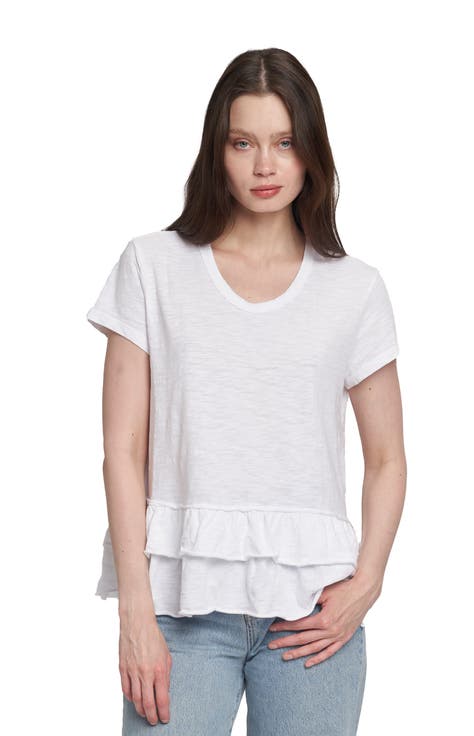 Short Sleeve Double Tier Mock Hem Crew