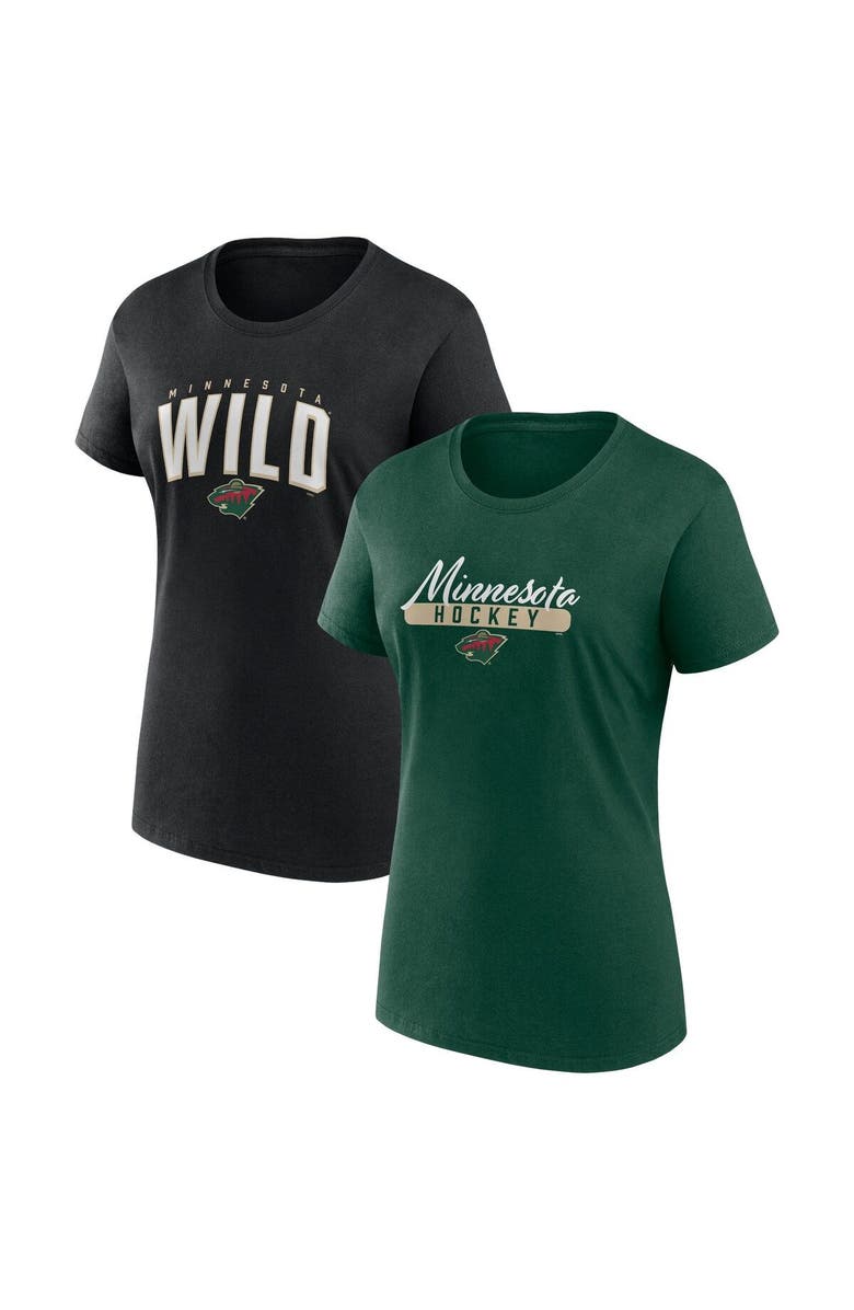 FANATICS Women's Fanatics Branded Green/Black Minnesota Wild Two-Pack Fan T-shirt Set, Main, color, 