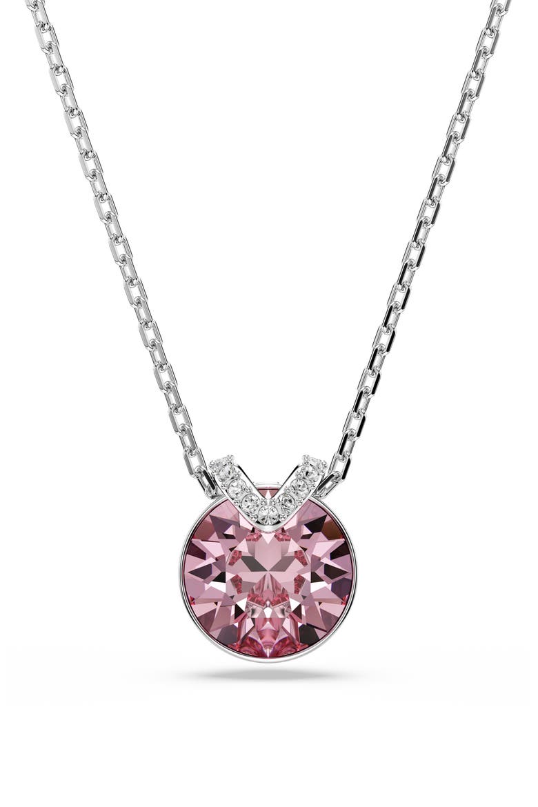 Bella Crystal Pendant Necklace, Main, color, PINK/ SILVER
