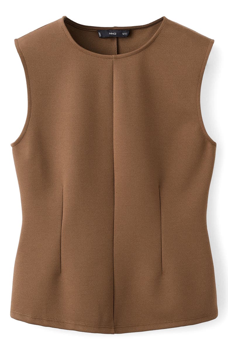 MANGO Pleated Sleeveless Top, Alternate, color, Medium Brown
