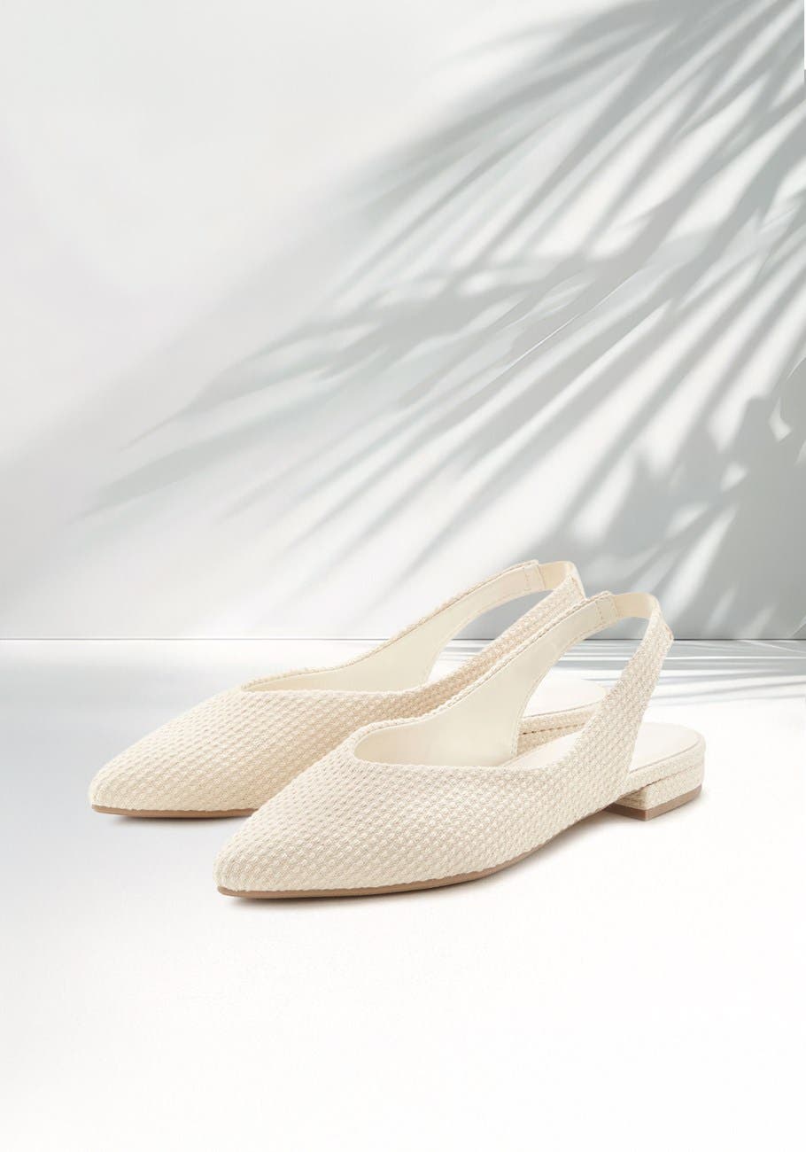 Textured Slingback Ballet Flats, Alternate, color, Beige