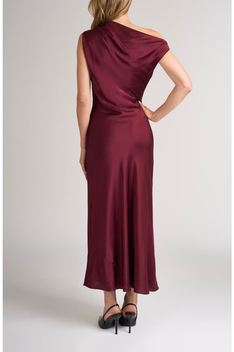 Mandy One-Shoulder Satin Gown, Alternate, color, TAWNY PORT