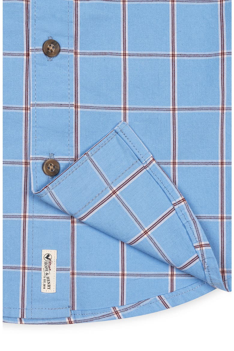 Kids' Organic Long Sleeve Stretch Poplin Shirt, Alternate, color, Blueberry Plaid