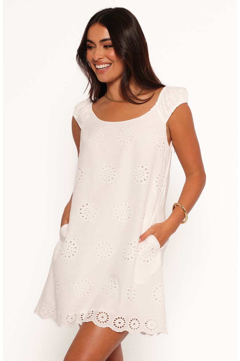 Pammy Eyelet Cotton Minidress, Alternate, color, WHITE