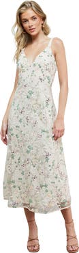 Oasis Hand Embellished V-Neck Midi Dress