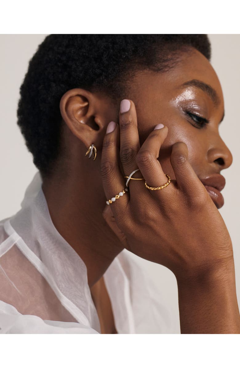 Monica Vinader Riva Pavé Diamond Triple Wave Huggie Hoop Earrings, Alternate, color, 18Ct Gold Vermeil On Sterling