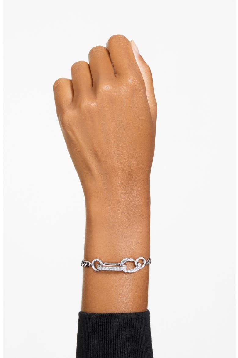 Dextera Pavé Swarovski Crystal Chain Bracelet, Alternate, color, WHITE/ SILVER