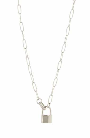 Juvell 18K Gold Plate CZ Padlock Necklace