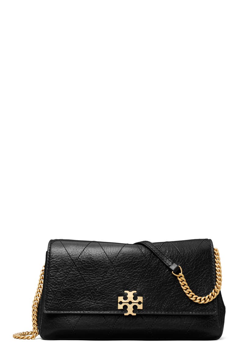 Charlie Quilted Leather Wallet on a Chain, Main, color, BLACK