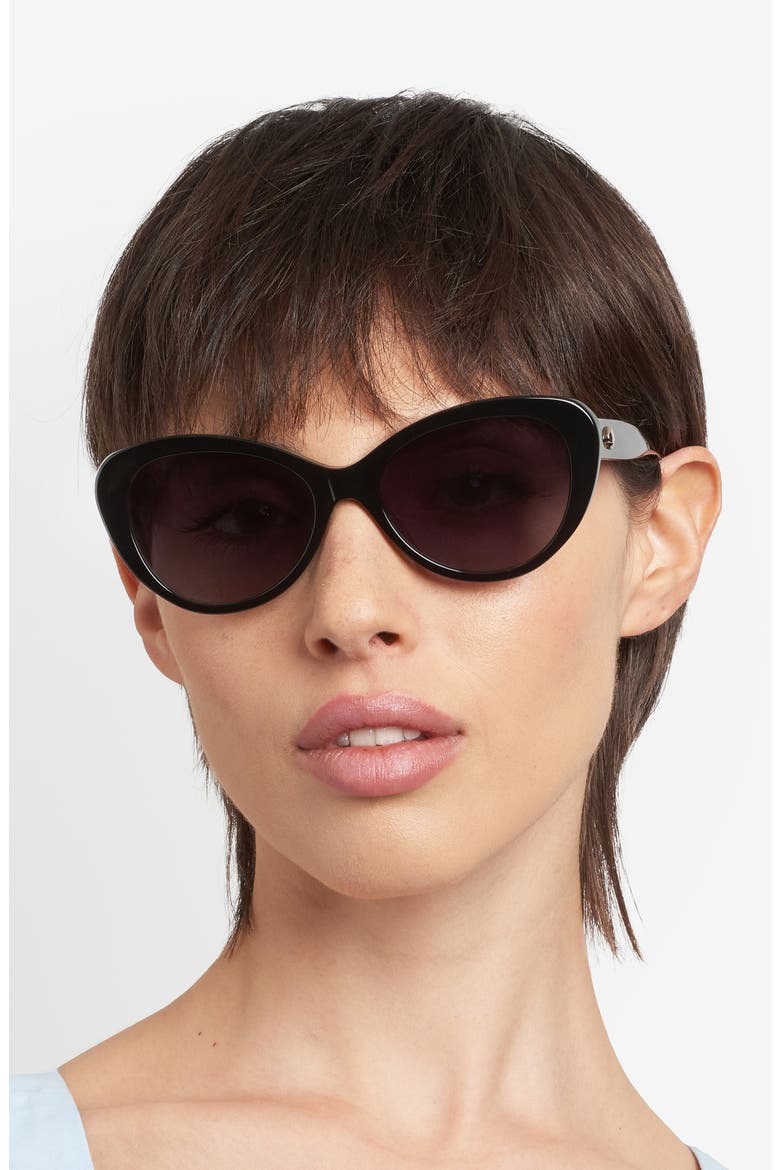 josi 55mm cat eye sunglasses, Alternate, color, BLACK/ DARK GREY
