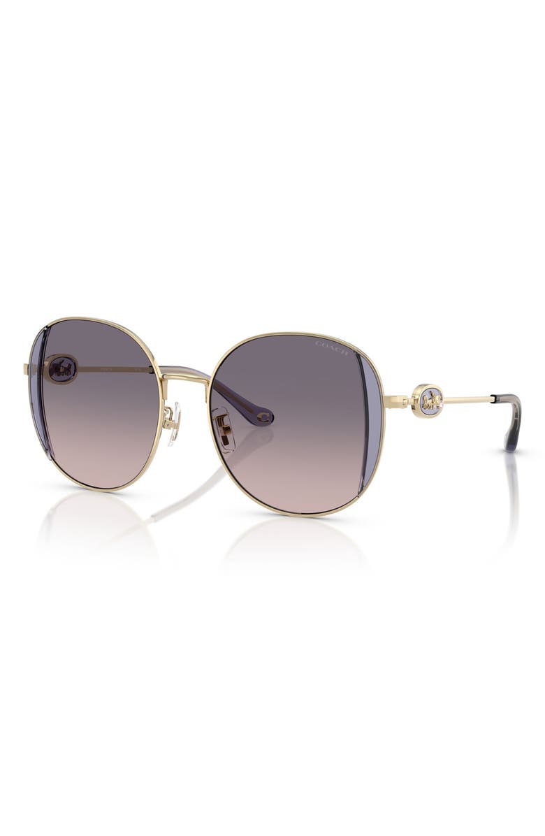 COACH 54mm Gradient Round Sunglasses, Alternate, color, Gold