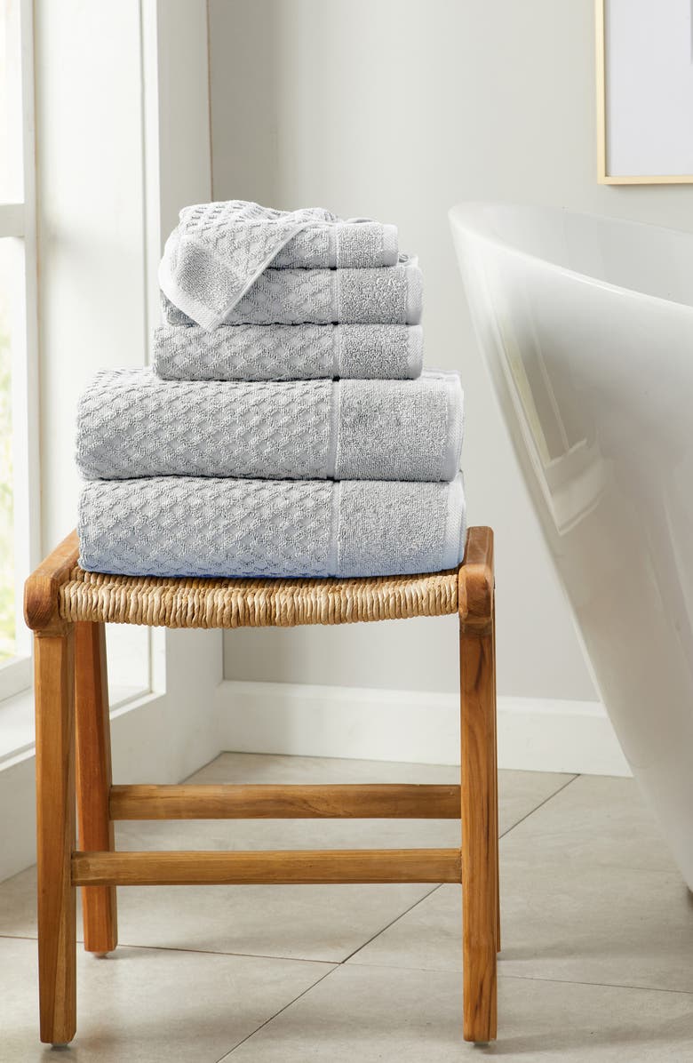 Woven & Weft Diamond Textured Single Bath Towel, Alternate, color, Light Gray