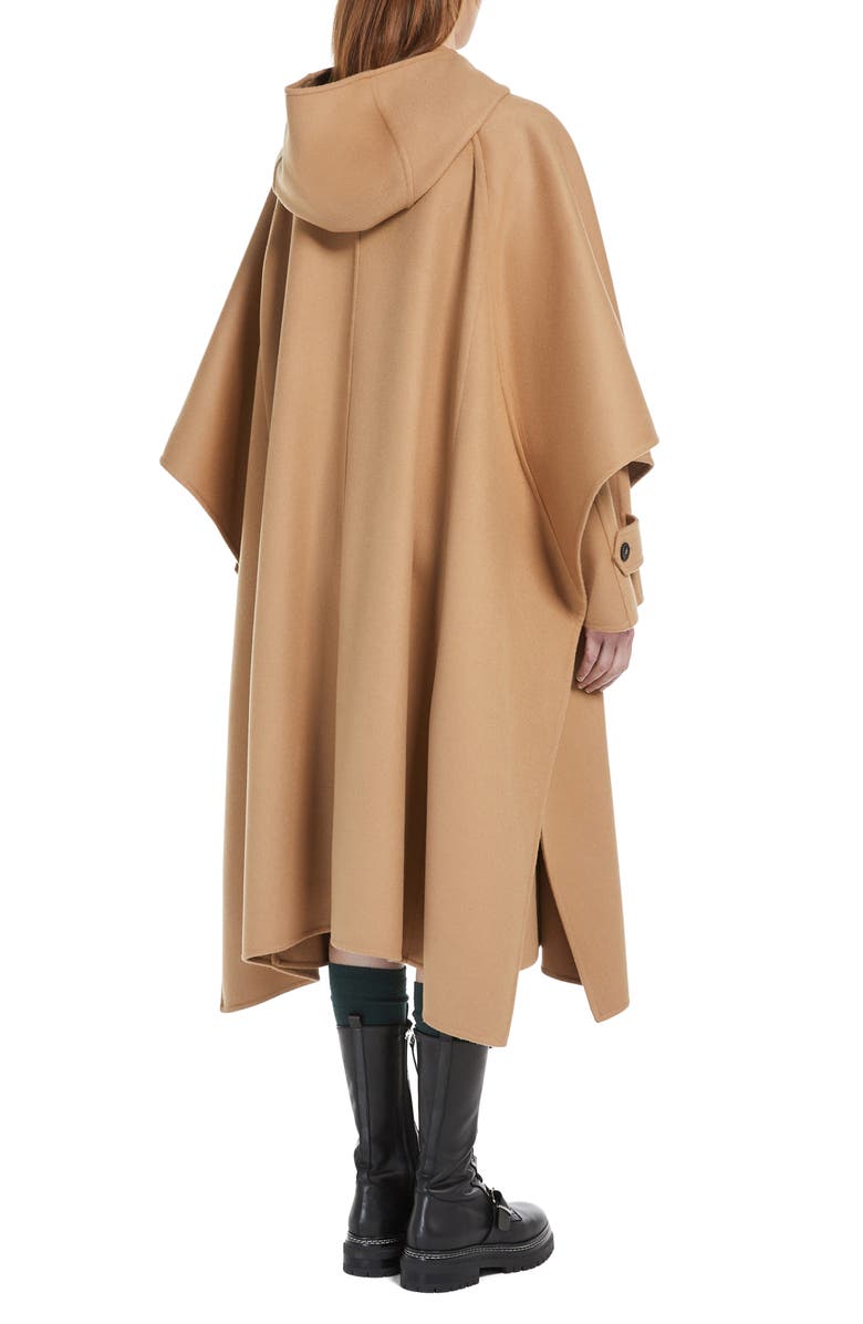 Weekend Max Mara Nico Stretch Wool Layered Cape Sleeve Coat, Alternate, color, Camel