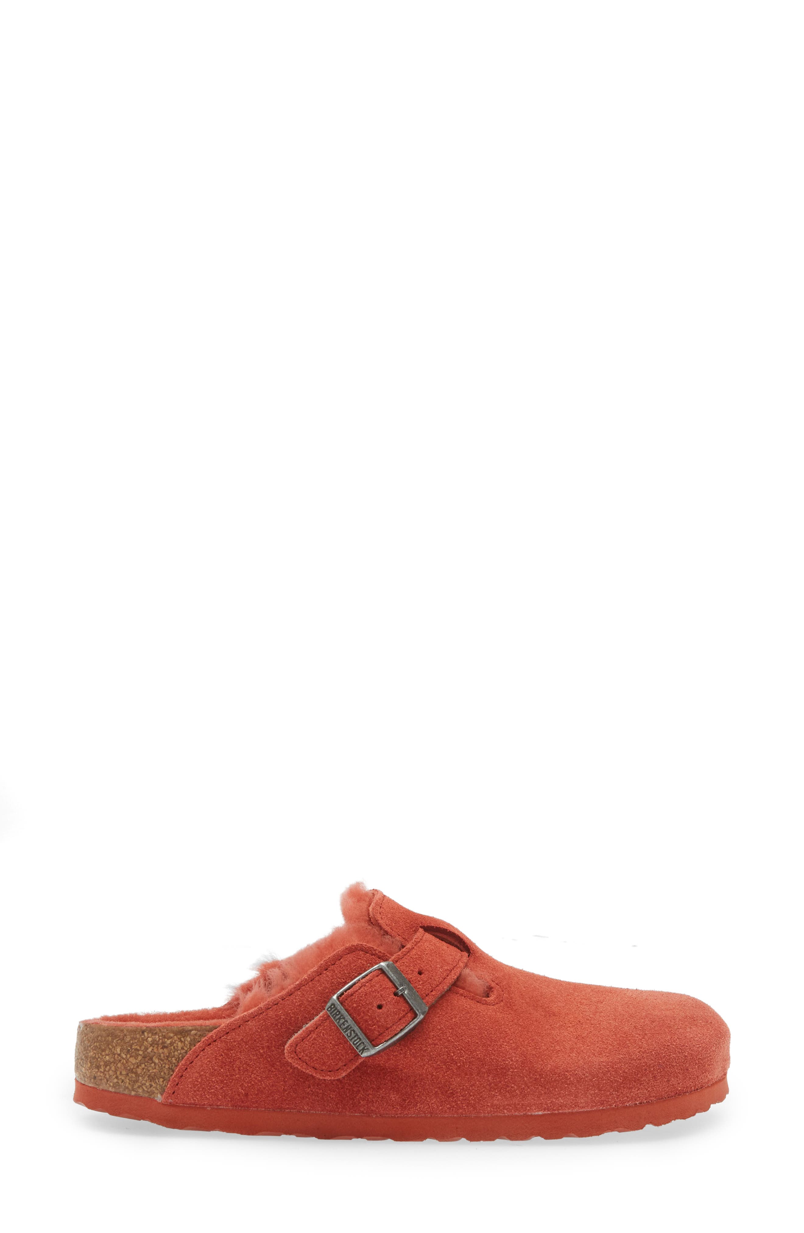 Birkenstock Boston Genuine Shearling Lined Clog, Alternate, color, Sienna Red/ Sienna Red