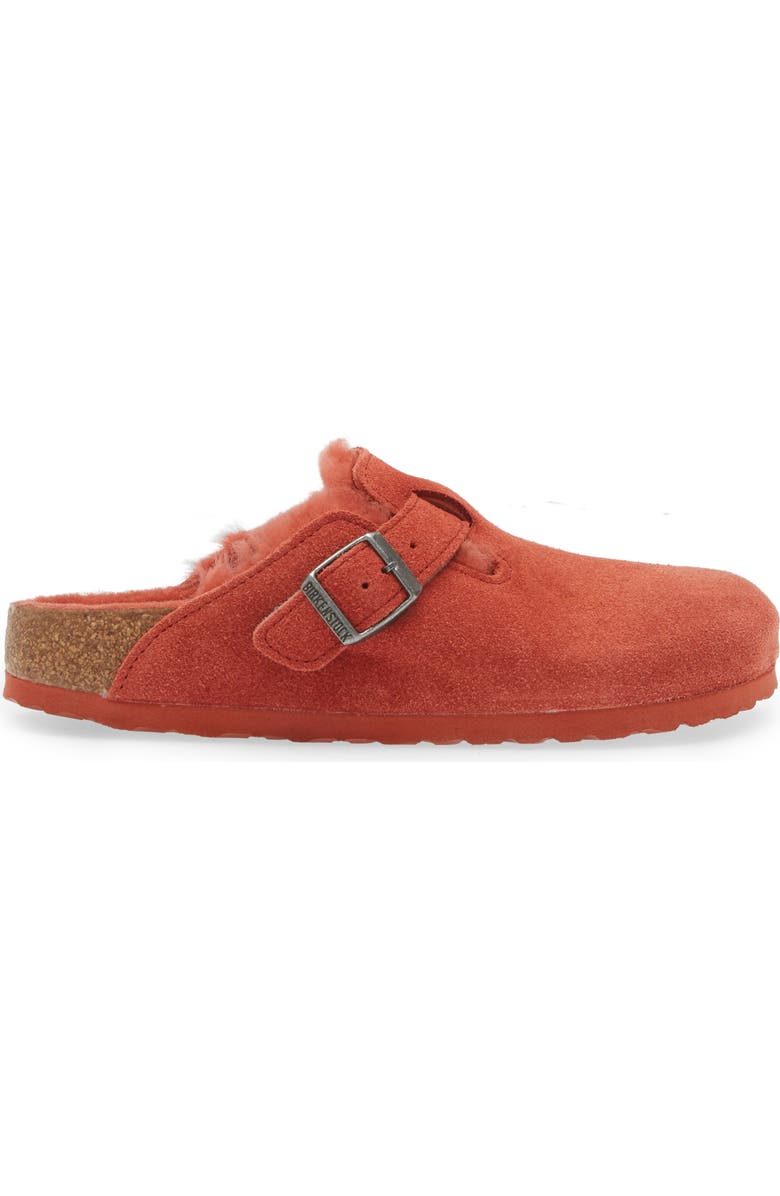Birkenstock Boston Genuine Shearling Lined Clog, Alternate, color, Sienna Red/ Sienna Red