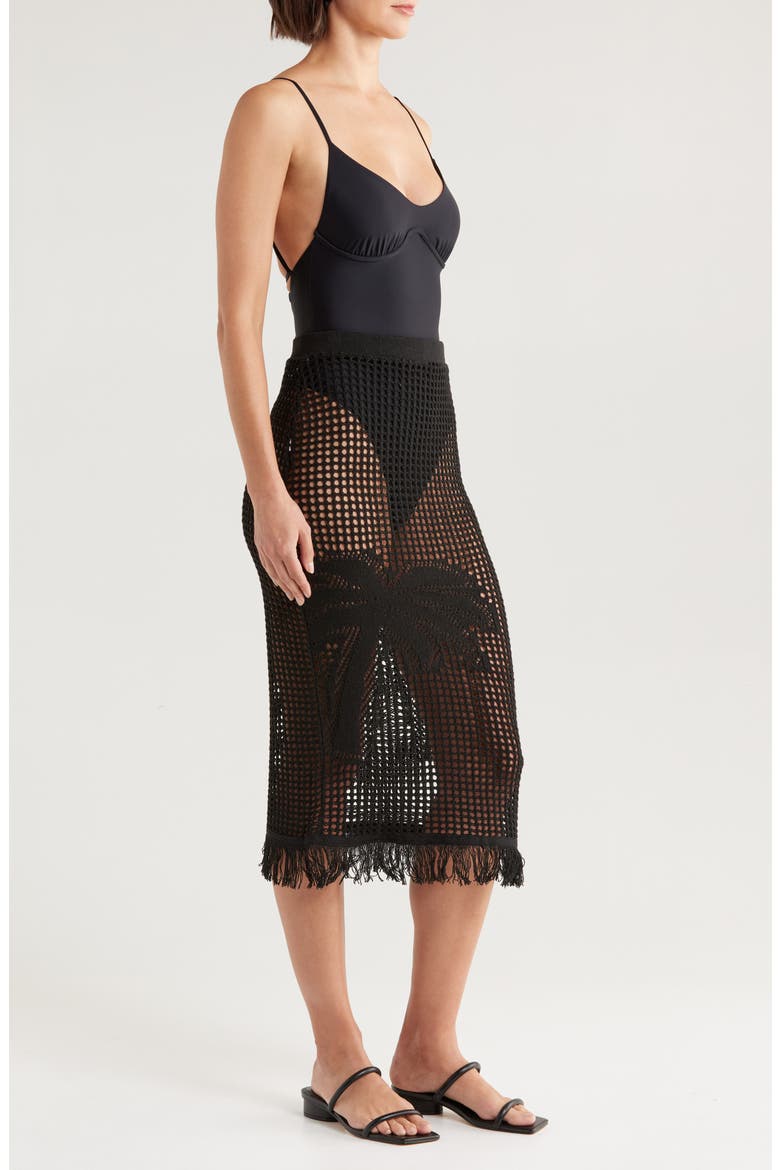 Ginger Garden Tano Sheer Cover-Up Skirt, Alternate, color, BLACK