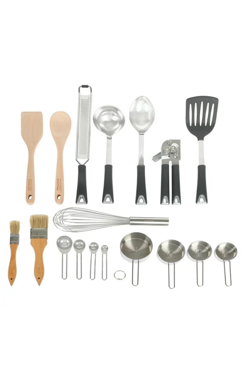 MARTHA STEWART 18 Piece Stainless Steel and Wood Assorted Gadget Set, Main, color, Silver