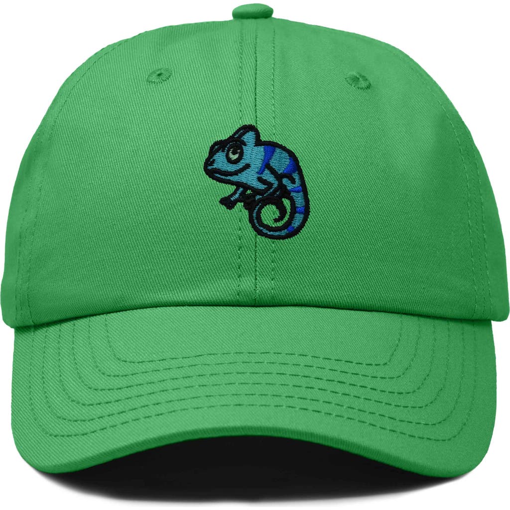 Dalix Chameleon Embroidered Dad Hat In Kelly Green